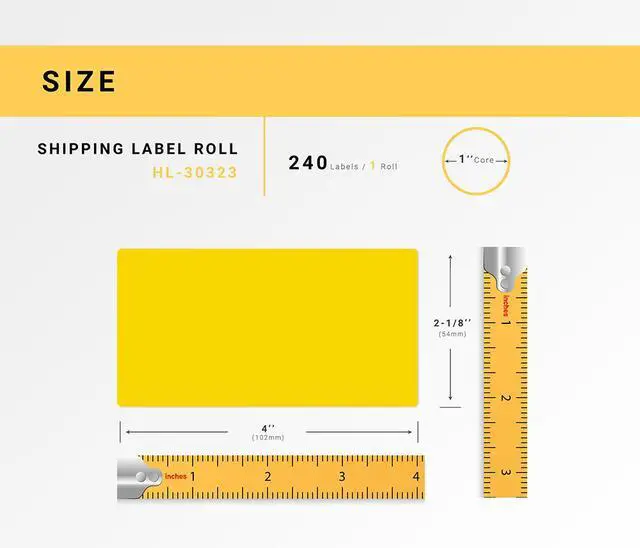 Alt view image 3 of 7 - HOUSELABELS Compatible DYMO 30323 YELLOW Shipping Labels (2-1/8" x 4"), strong permanent adhesive, compatible with DYMO LW 450, 4XL, Rollo & Zebra Desktop Printers, 2 Rolls /480 Labels