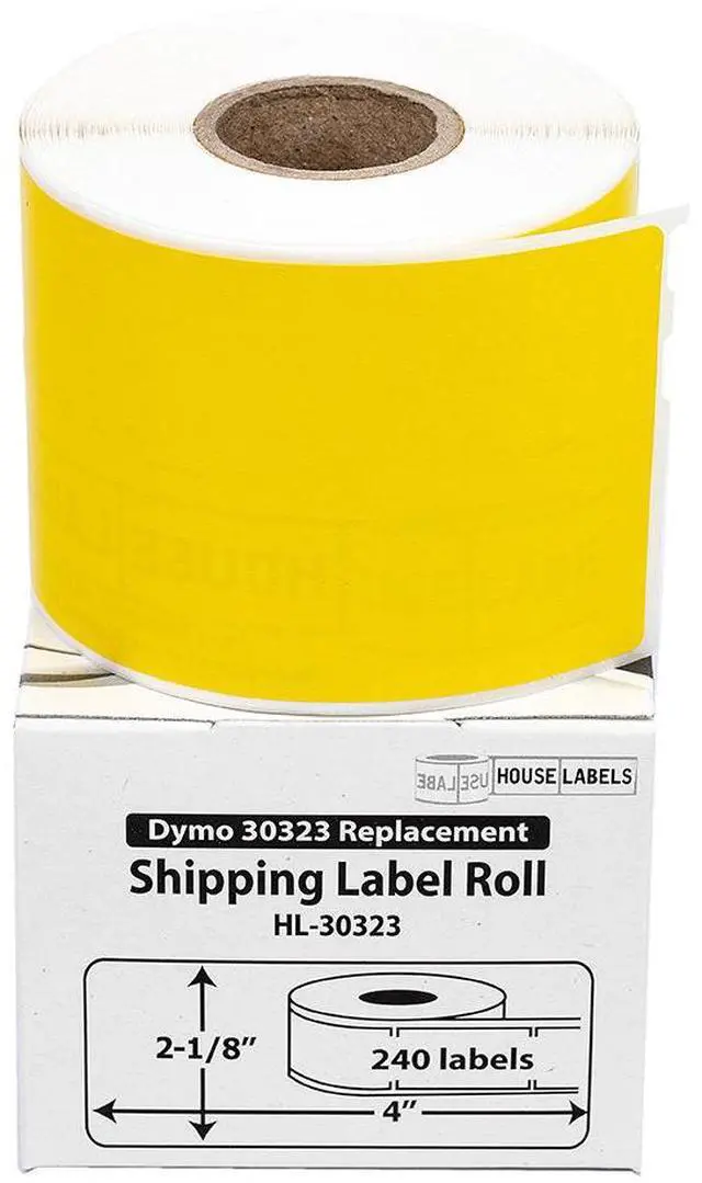 Main image of HOUSELABELS Compatible DYMO 30323 YELLOW Shipping Labels (2-1/8" x 4"), strong permanent adhesive, compatible with DYMO LW 450, 4XL, Rollo & Zebra Desktop Printers, 2 Rolls /480 Labels