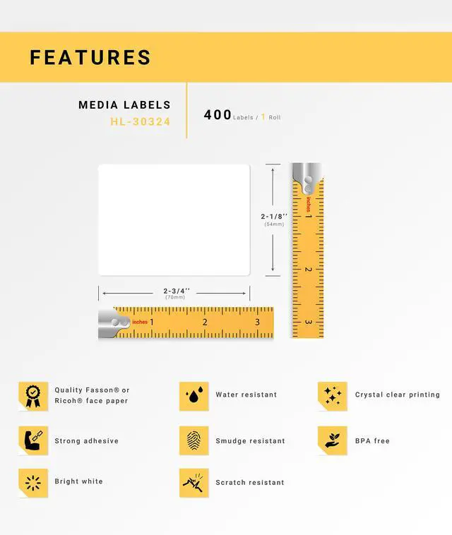 Alt view image 4 of 7 - HOUSELABELS Compatible DYMO 30324 Media Labels (2-1/8" x 2-3/4"), strong permanent adhesive, compatible with DYMO LW 450, 4XL, Rollo & Zebra Desktop Printers, 2 Rolls /800 Labels