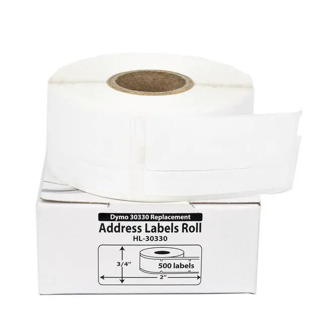 Main image of HOUSELABELS Compatible DYMO 30330 Address Labels (3/4" x 2"), strong permanent adhesive, compatible with DYMO LW 450, 4XL, Rollo & Zebra Desktop Printers, 4 Rolls /2000 Labels