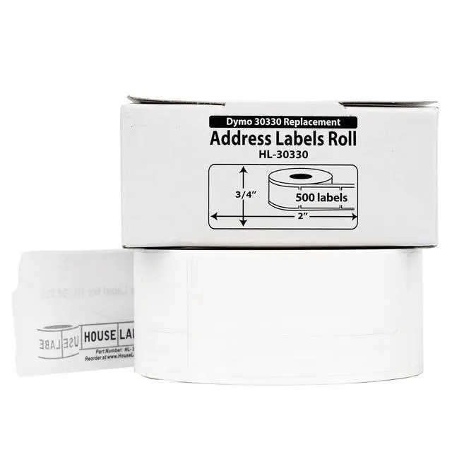 Alt view image 2 of 7 - HOUSELABELS Compatible DYMO 30330 Address Labels (3/4" x 2"), strong permanent adhesive, compatible with DYMO LW 450, 4XL, Rollo & Zebra Desktop Printers, 4 Rolls /2000 Labels