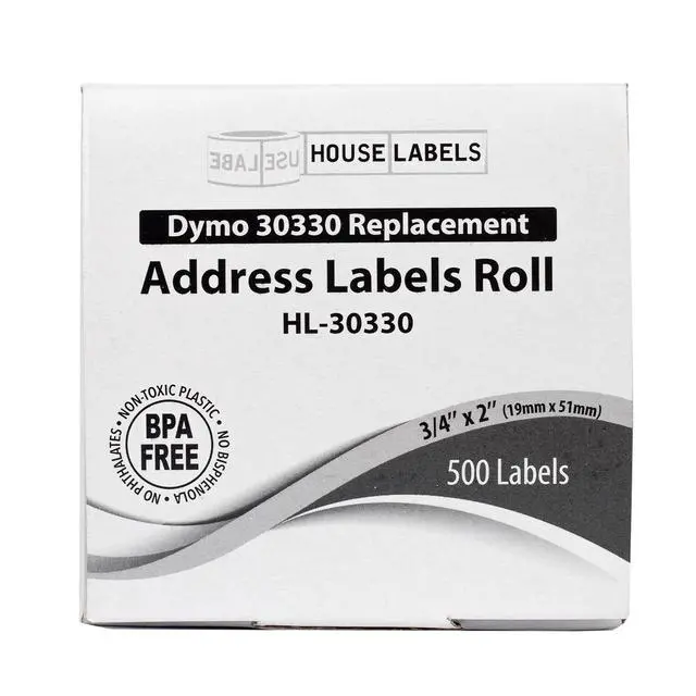 Alt view image 7 of 7 - HOUSELABELS Compatible DYMO 30330 Address Labels (3/4" x 2"), strong permanent adhesive, compatible with DYMO LW 450, 4XL, Rollo & Zebra Desktop Printers, 4 Rolls /2000 Labels