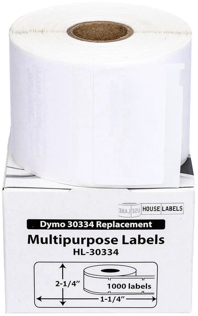 Main image of HOUSELABELS Compatible DYMO 30334 Multipurpose Labels (2-1/4" x 1-1/4"), strong permanent adhesive, compatible with DYMO LW 450, 4XL, Rollo & Zebra Desktop Printers, 2 Rolls /2000 Labels
