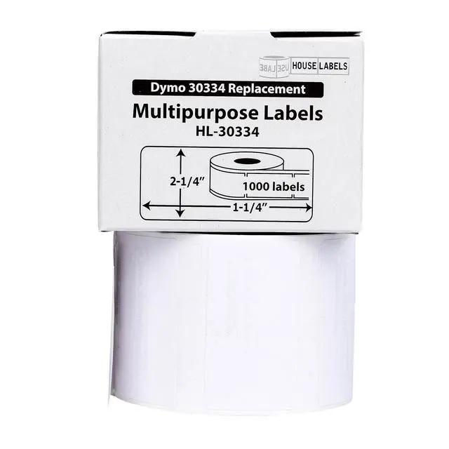 Alt view image 2 of 7 - HOUSELABELS Compatible DYMO 30334 Multipurpose Labels (2-1/4" x 1-1/4"), strong permanent adhesive, compatible with DYMO LW 450, 4XL, Rollo & Zebra Desktop Printers, 2 Rolls /2000 Labels