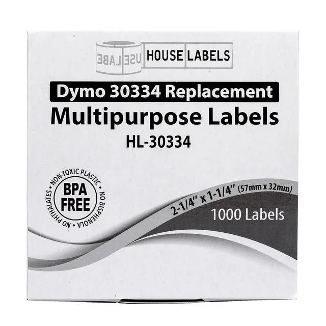 Alt view image 7 of 7 - HOUSELABELS Compatible DYMO 30334 Multipurpose Labels (2-1/4" x 1-1/4"), strong permanent adhesive, compatible with DYMO LW 450, 4XL, Rollo & Zebra Desktop Printers, 2 Rolls /2000 Labels