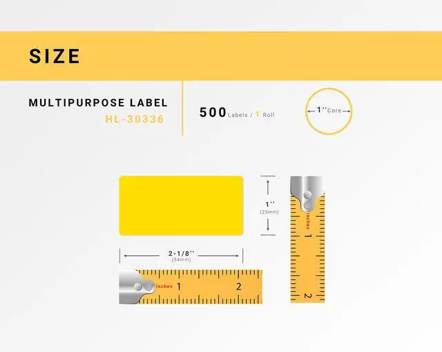Alt view image 3 of 7 - HOUSELABELS Compatible DYMO 30336 YELLOW Multipurpose Labels (1" x 2-1/8"), strong permanent adhesive, compatible with DYMO LW 450, 4XL, Rollo & Zebra Desktop Printers, 2 Rolls /1000 Labels