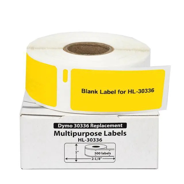 Alt view image 6 of 7 - HOUSELABELS Compatible DYMO 30336 YELLOW Multipurpose Labels (1" x 2-1/8"), strong permanent adhesive, compatible with DYMO LW 450, 4XL, Rollo & Zebra Desktop Printers, 2 Rolls /1000 Labels