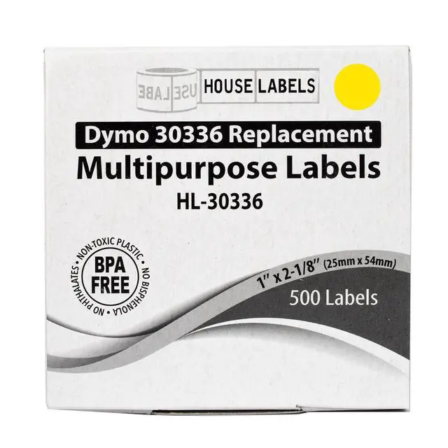 Alt view image 7 of 7 - HOUSELABELS Compatible DYMO 30336 YELLOW Multipurpose Labels (1" x 2-1/8"), strong permanent adhesive, compatible with DYMO LW 450, 4XL, Rollo & Zebra Desktop Printers, 2 Rolls /1000 Labels