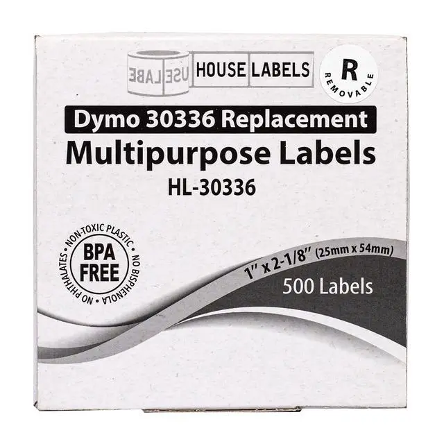 Alt view image 7 of 7 - HOUSELABELS Compatible DYMO 30336 Multipurpose Labels (1" x 2-1/8"), with REMOVABLE ADHESIVE, compatible with DYMO LW 450, 4XL, Rollo & Zebra Desktop Printers, 2 Rolls /1000 Labels