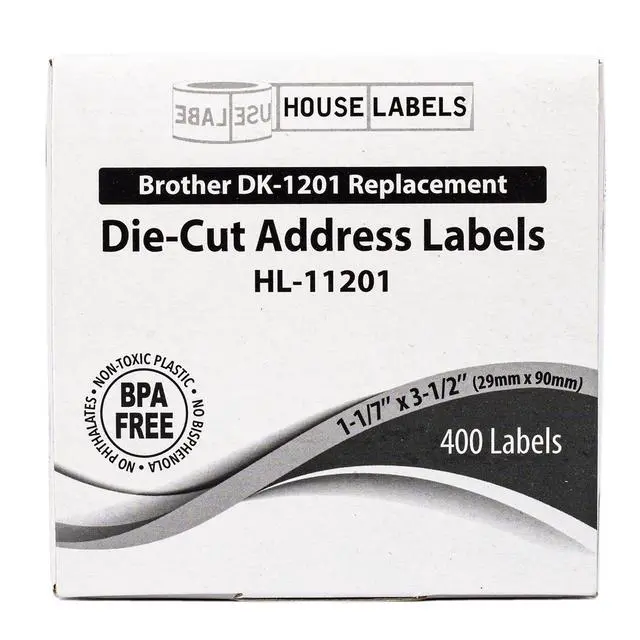 Alt view image 6 of 7 - HOUSELABELS Compatible with DK-1201 Replacement Roll for Brother QL Label Printers; 400 Address Labels; 1-1/7" x 3-1/2" (29mm*90mm) - 12 Rolls