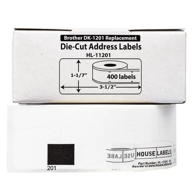 Alt view image 2 of 7 - HOUSELABELS Compatible with DK-1201 Replacement Roll for Brother QL Label Printers; 400 Address Labels; 1-1/7" x 3-1/2" (29mm*90mm) - 12 Rolls