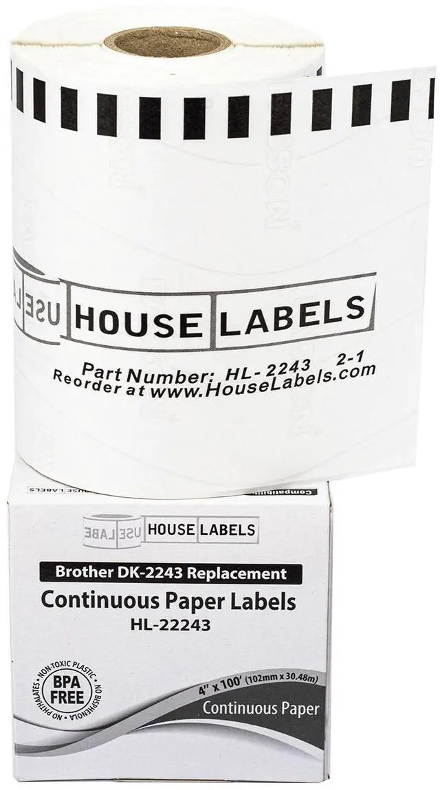 Main image of HOUSELABELS Compatible with DK-2243 Replacement Roll for Brother QL Label Printers; Continuous Length Labels; 4" x 100 feet (102mm*30.48m) - 1 Roll