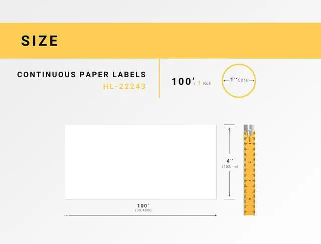 Alt view image 3 of 7 - HOUSELABELS Compatible with DK-2243 Replacement Roll for Brother QL Label Printers; Continuous Length Labels; 4" x 100 feet (102mm*30.48m) - 1 Roll