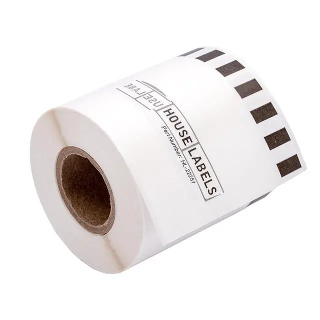 Alt view image 5 of 7 - HOUSELABELS Compatible with DK-2251 Replacement Roll for Brother QL Label Printers; Continuous Length Labels; Black/Red Label on White Paper Tape; 2-4/9" x 50 feet with PRELOADED CARTRIDGE - 1 Roll