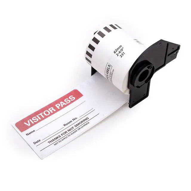 Alt view image 6 of 7 - HOUSELABELS Compatible with DK-2251 Replacement Roll for Brother QL Label Printers; Continuous Length Labels; Black/Red Label on White Paper Tape; 2-4/9" x 50 feet with PRELOADED CARTRIDGE - 1 Roll