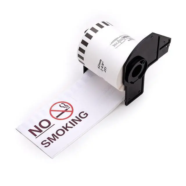 Alt view image 7 of 7 - HOUSELABELS Compatible with DK-2251 Replacement Roll for Brother QL Label Printers; Continuous Length Labels; Black/Red Label on White Paper Tape; 2-4/9" x 50 feet with PRELOADED CARTRIDGE - 1 Roll