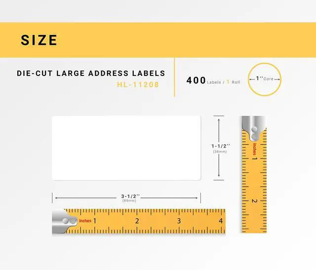 Alt view image 3 of 7 - HOUSELABELS Compatible with DK-1208 Replacement Roll for Brother QL Label Printers; 400 Address Labels; 1-1/2" x 3-1/2" (38mm*90mm) - 2 Rolls