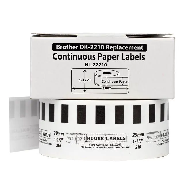 Alt view image 2 of 7 - HOUSELABELS Compatible with DK-2210 Replacement Roll for Brother QL Label Printers; Continuous Length Labels; 1-1/7" x 100 feet (29mm*30.48m) - 2 Rolls