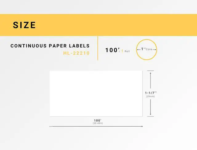 Alt view image 3 of 7 - HOUSELABELS Compatible with DK-2210 Replacement Roll for Brother QL Label Printers; Continuous Length Labels; 1-1/7" x 100 feet (29mm*30.48m) - 2 Rolls