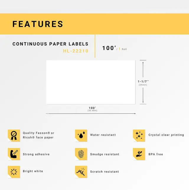 Alt view image 4 of 7 - HOUSELABELS Compatible with DK-2210 Replacement Roll for Brother QL Label Printers; Continuous Length Labels; 1-1/7" x 100 feet (29mm*30.48m) - 2 Rolls