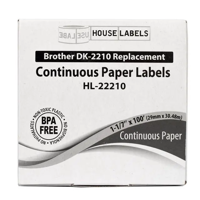 Alt view image 6 of 7 - HOUSELABELS Compatible with DK-2210 Replacement Roll for Brother QL Label Printers; Continuous Length Labels; 1-1/7" x 100 feet (29mm*30.48m) - 2 Rolls