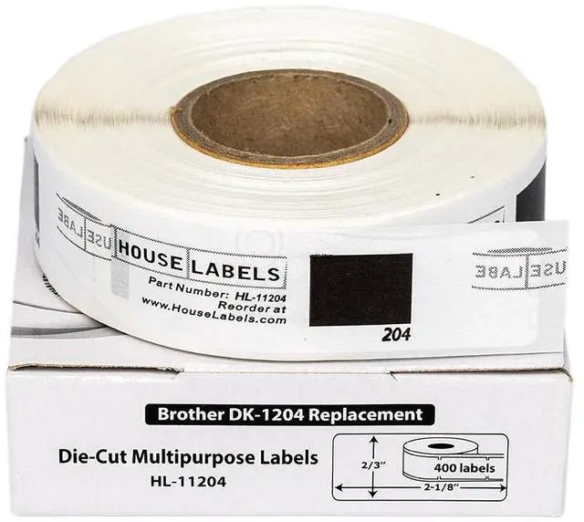 Main image of HOUSELABELS Compatible with DK-1204 Replacement Roll for Brother QL Label Printers; 400 Multipurpose Labels; 2/3" x 2-1/8" (17mm*54mm) - 6 Rolls