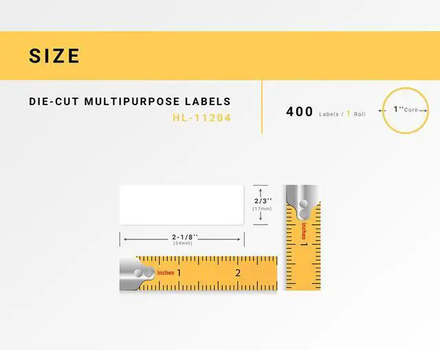Alt view image 3 of 7 - HOUSELABELS Compatible with DK-1204 Replacement Roll for Brother QL Label Printers; 400 Multipurpose Labels; 2/3" x 2-1/8" (17mm*54mm) - 6 Rolls