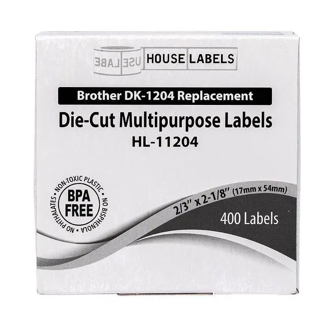 Alt view image 6 of 7 - HOUSELABELS Compatible with DK-1204 Replacement Roll for Brother QL Label Printers; 400 Multipurpose Labels; 2/3" x 2-1/8" (17mm*54mm) - 6 Rolls