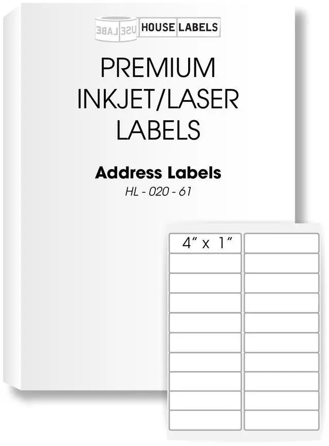 Main image of HOUSELABELS 20-up Shipping Labels (4" x 1") For Laser and Inkjet Printers, 500 Sheets