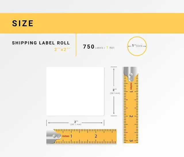 Alt view image 3 of 7 - HOUSELABELS 2" x 2" Multipurpose Labels on 1" Core Compatible With Zebra and Rollo Printers, 1 Roll / 750 Labels per Roll