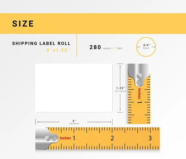Alt view image 3 of 7 - HOUSELABELS 2" x 1.25" Multipurpose Labels on 0.75" Core Compatible With Zebra and Rollo Printers, 2 Rolls / 280 Labels per Roll