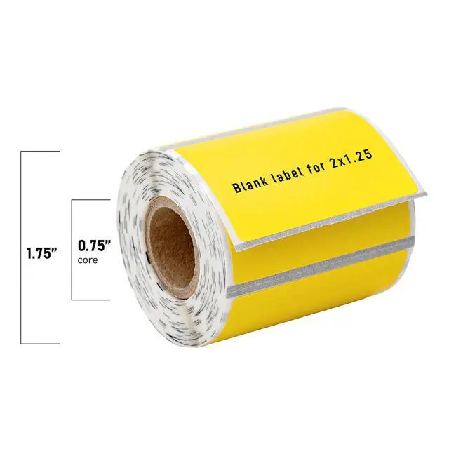 Alt view image 5 of 7 - HOUSELABELS 2" x 1.25" Yellow Multipurpose Labels on 0.75" Core Compatible With Zebra and Rollo Printers, 2 Rolls / 280 Labels per Roll