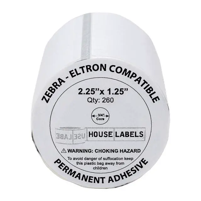 Alt view image 2 of 7 - HOUSELABELS 2.25" x 1.25" Address Labels on 0.75" Core Compatible With Zebra and Rollo Printers, 6 Rolls / 260 Labels per Roll