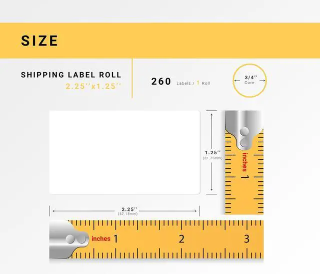 Alt view image 3 of 7 - HOUSELABELS 2.25" x 1.25" Address Labels on 0.75" Core Compatible With Zebra and Rollo Printers, 6 Rolls / 260 Labels per Roll