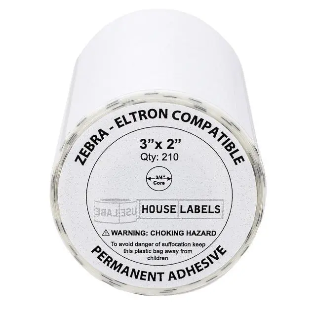 Alt view image 2 of 7 - HOUSELABELS 3" x 2" Large Barcode Labels on 0.75" Core Compatible With Zebra and Rollo Printers, 6 Rolls / 210 Labels per Roll