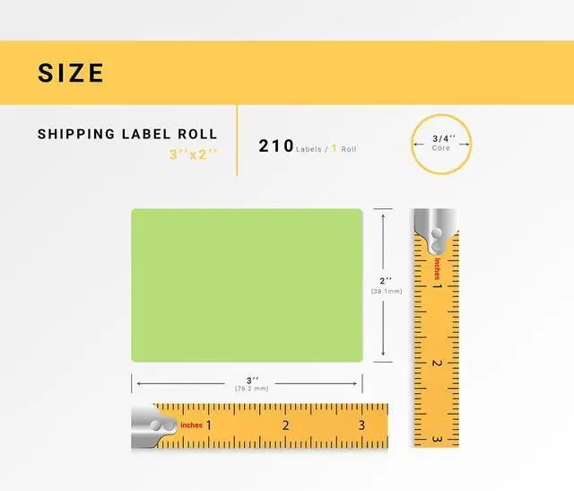 Alt view image 3 of 7 - HOUSELABELS 3" x 2" Green Large Barcode Labels on 0.75" Core Compatible With Zebra and Rollo Printers, 6 Rolls / 210 Labels per Roll