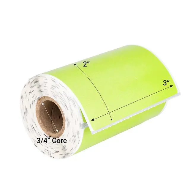 Alt view image 5 of 7 - HOUSELABELS 3" x 2" Green Large Barcode Labels on 0.75" Core Compatible With Zebra and Rollo Printers, 6 Rolls / 210 Labels per Roll
