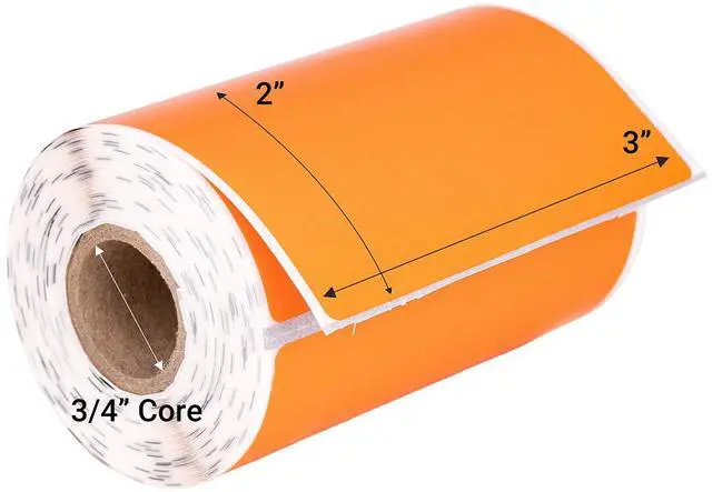 Alt view image 5 of 7 - HOUSELABELS 3" x 2" Orange Large Barcode Labels on 0.75" Core Compatible With Zebra and Rollo Printers, 6 Rolls / 210 Labels per Roll