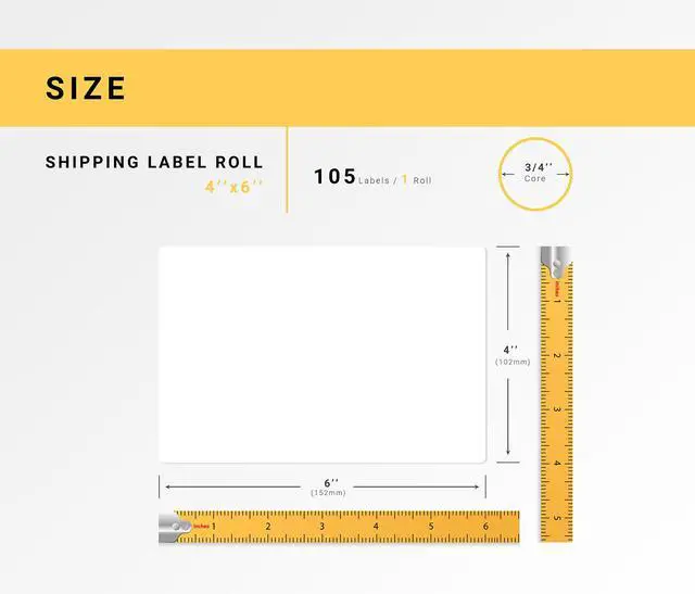 Alt view image 3 of 7 - HOUSELABELS 4" x 6" Shipping Labels on 0.75" Core Compatible With Zebra and Rollo Printers, 1 Roll / 105 Labels per Roll