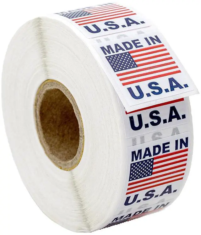Main image of MADE IN USA Pre-Printed Labels Stickers with permanent adhesive on 1" Core (1" x 1") 10 Rolls / 1,000 Labels per Roll