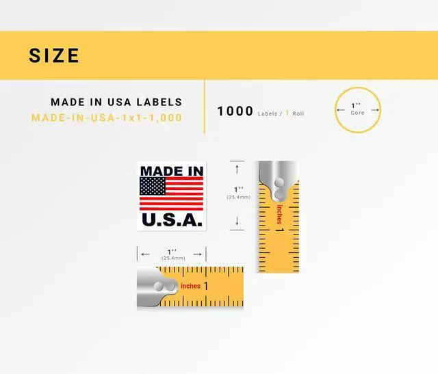 Alt view image 3 of 5 - MADE IN USA Pre-Printed Labels Stickers with permanent adhesive on 1" Core (1" x 1") 10 Rolls / 1,000 Labels per Roll