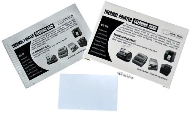 Main image of HouseLabels 2.1" x 3.425" Thermal Printer Cleaning Cards for Printheads Compatible with DYMO, BROTHER, ZEBRA and Other Thermal Printers, 1 Box of 25 Cleaning Cards each