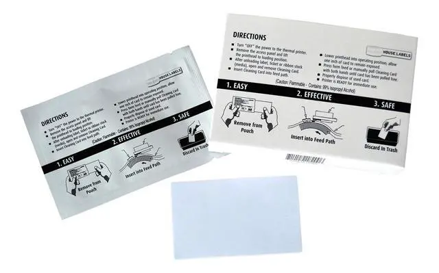 Alt view image 2 of 6 - HouseLabels 2.1" x 3.425" Thermal Printer Cleaning Cards for Printheads Compatible with DYMO, BROTHER, ZEBRA and Other Thermal Printers, 1 Box of 25 Cleaning Cards each
