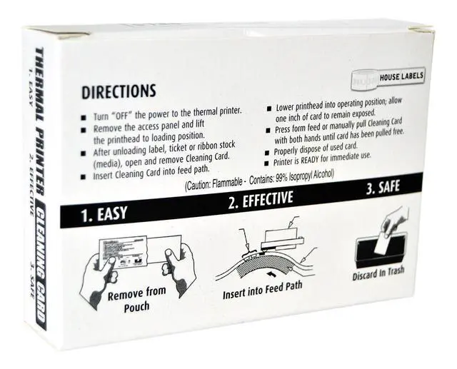 Alt view image 4 of 6 - HouseLabels 2.1" x 3.425" Thermal Printer Cleaning Cards for Printheads Compatible with DYMO, BROTHER, ZEBRA and Other Thermal Printers, 1 Box of 25 Cleaning Cards each