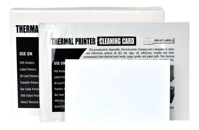 Alt view image 5 of 6 - HouseLabels 2.1" x 3.425" Thermal Printer Cleaning Cards for Printheads Compatible with DYMO, BROTHER, ZEBRA and Other Thermal Printers, 1 Box of 25 Cleaning Cards each