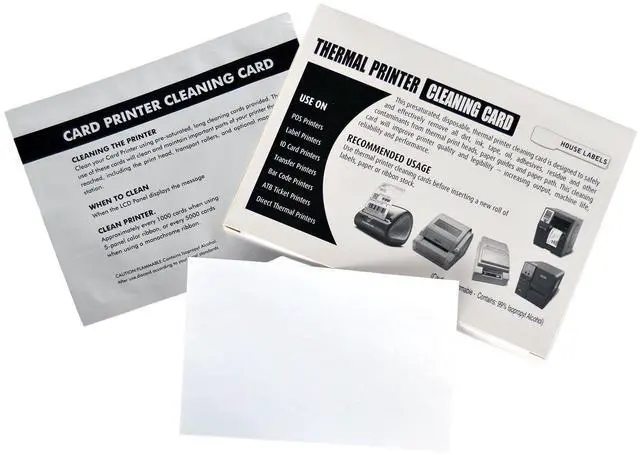 Main image of HouseLabels 4" x 6" Thermal Printer Cleaning Cards for Printheads Compatible with DYMO, BROTHER, ZEBRA and Other Thermal Printers, 1 Box of 25 Cleaning Cards each