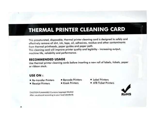 Alt view image 5 of 6 - HouseLabels 4" x 6" Thermal Printer Cleaning Cards for Printheads Compatible with DYMO, BROTHER, ZEBRA and Other Thermal Printers, 1 Box of 25 Cleaning Cards each