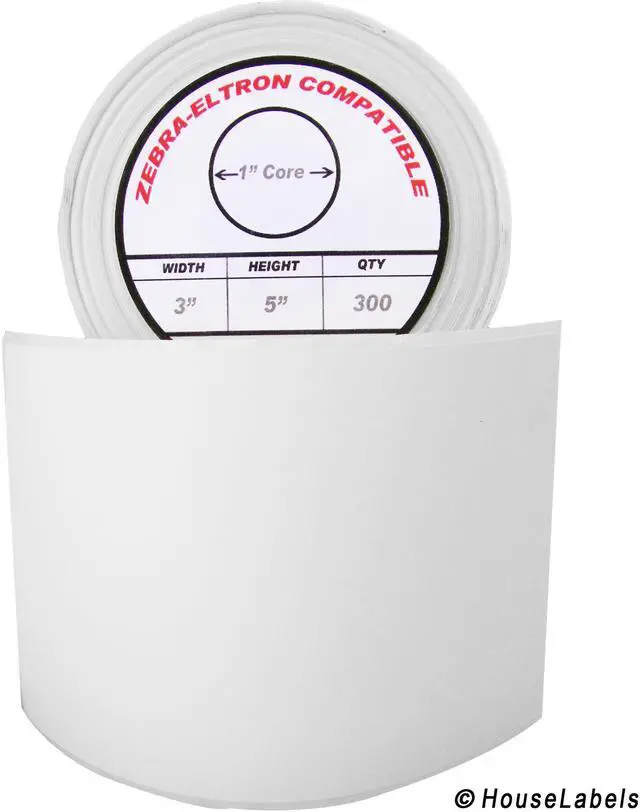 Alt view image 2 of 3 - Zebra/Eltron-Compatible 3 x 5 Labels (3" x 5") -- BPA Free! (1 Roll; 300 Labels per Roll)
