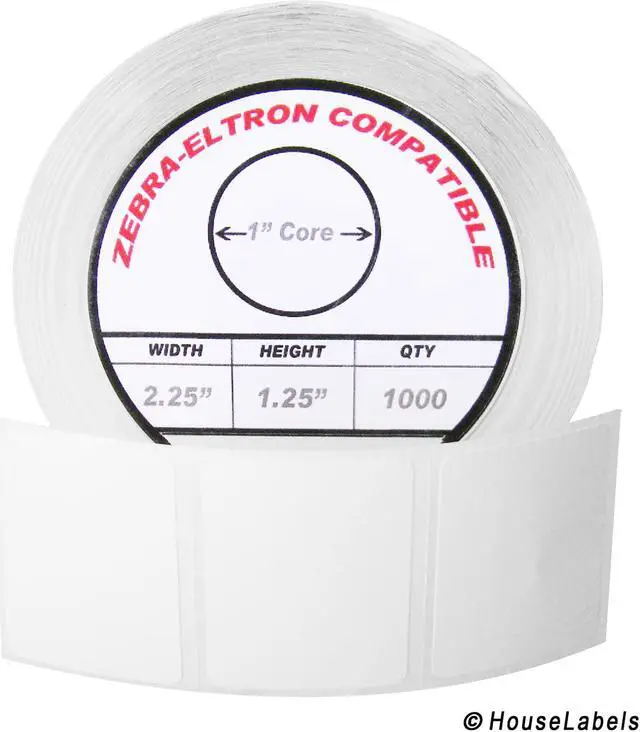 Alt view image 2 of 3 - Zebra/Eltron-Compatible 2.25 x 1.25 Labels (2-1/4" x 1-1/4") -- BPA Free! (1 Roll; 1,000 Labels per Roll)