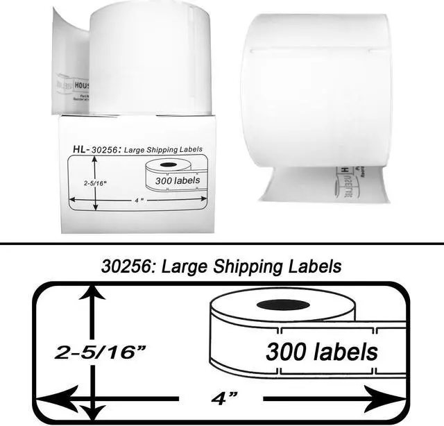Alt view image 3 of 3 - DYMO-Compatible 30256 Large Shipping Labels (2-5/16" x 4") -- BPA Free! (1 Roll; 300 Labels per Roll)